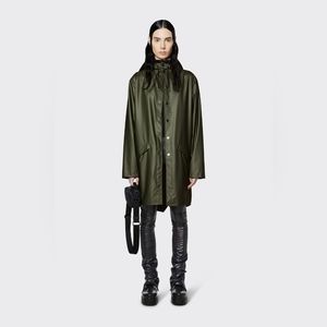 RAINS Brand Rain Long Jacket Green Unisex Small